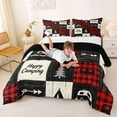 thumbnail image 3 of Catabedysis Geometric Grid Camping Full Size Comforter Sets,Happy Camping Patchwork Print Bedding Comforter Set For Boys,Multicolor,Black Reversible,3-Piece,1 Comforter and 2 Pillowcases, 3 of 7