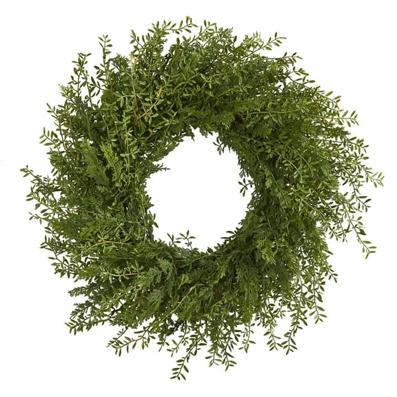 Nearly Natural 27in. Mixed Grass Artificial Wreath, Green