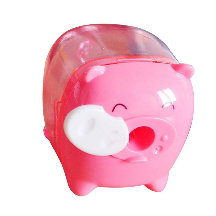 Cute Cartoon Pig Pencil Sharpener Manual Mechanical Pencil Sharpener Transparent Candy Colored for Kids