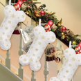 thumbnail image 6 of Dalrosia Snowy White Plush Pet Dog Christmas Stocking, Gold Snowflake Sequin Dog Christmas Stockings Large Bone Shape Faux Fur, Hanging Christmas Holiday Season Party Decor for Pets Dogs, 6 of 7