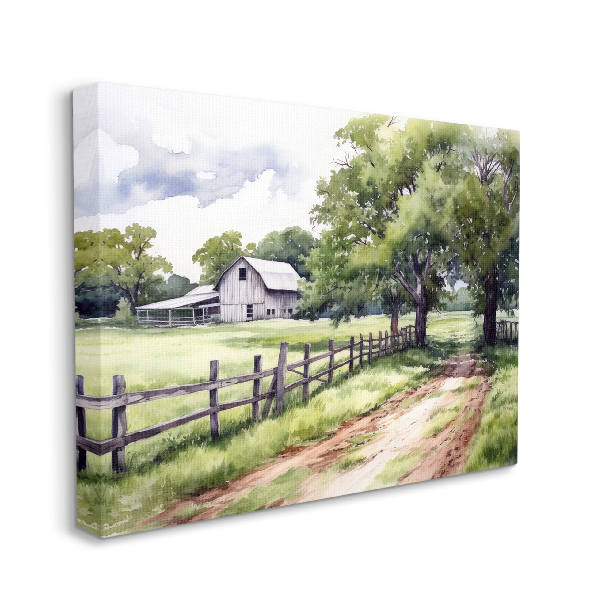 Stupell Industries Countryside Cottage Painting Landscape Painting Gallery Wrapped Canvas Art Print Wall Art, 20 x 16