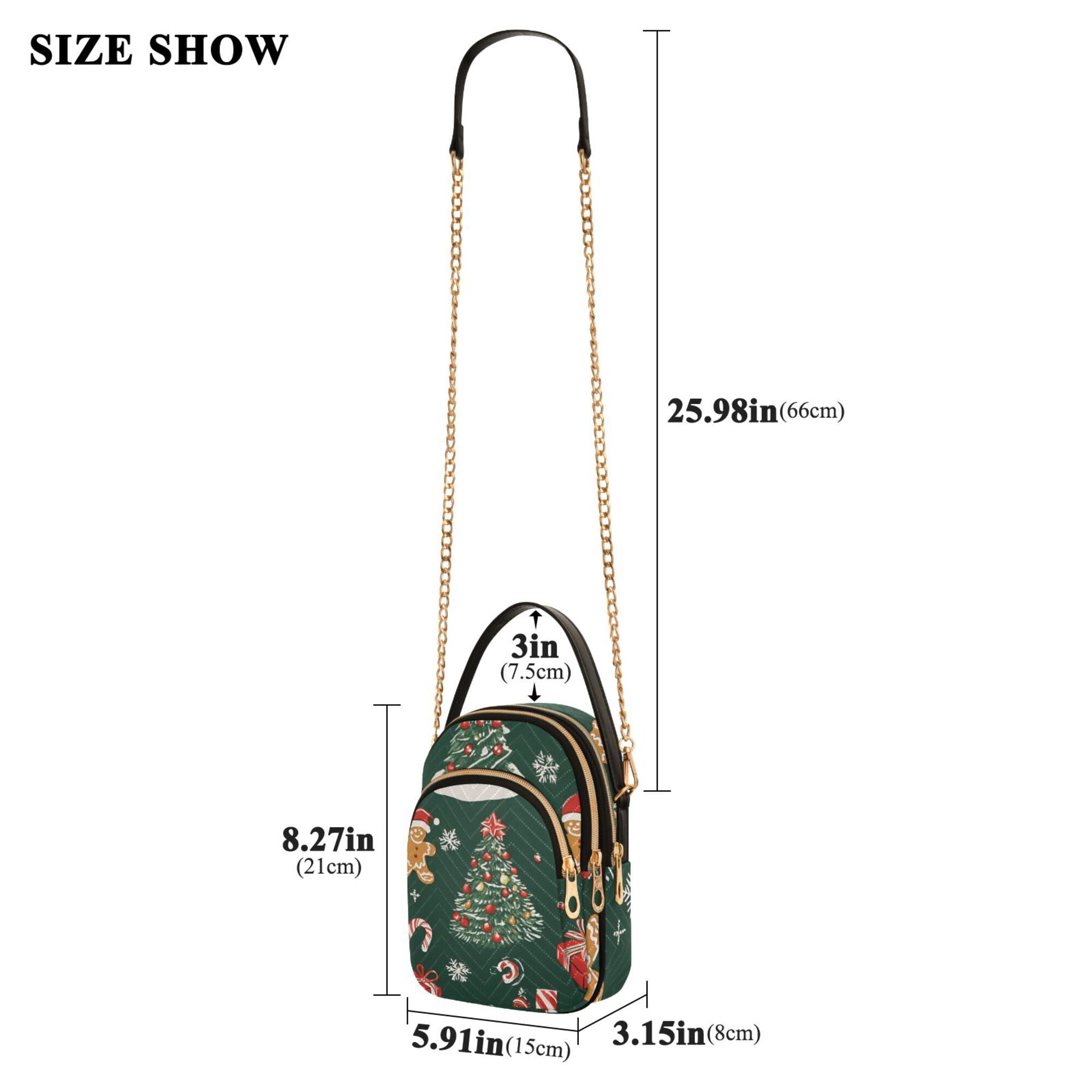 FORMRS Crossbody Bag for Women Quilted Travel Shoulder Cell Phone Purse with Chain Strap Handbag, Yellow Christmas Gingerbread