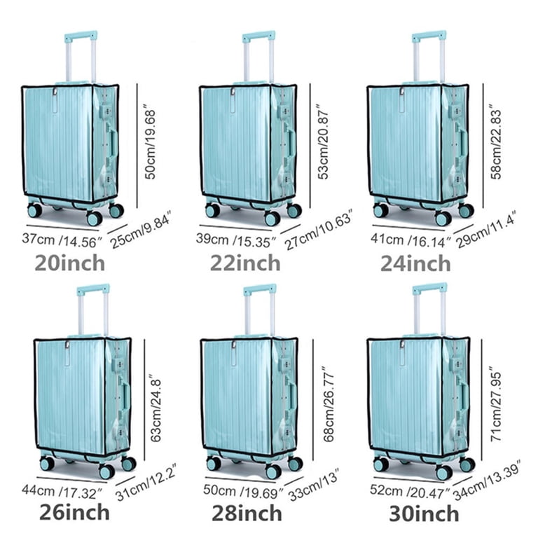 Yotako Upgraded Clear PVC Suitcase Cover With Zipper - 24 Inch Luggage Protector (70% Clear, 30% Grey)