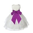 thumbnail image 3 of Ekidsbridal Ivory Raspberry Shimmering Organza Flower Girl Dresses for Toddlers Junior Bridesmaid Beauty Pageant Christening Gown 4613S M, 3 of 3