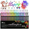 thumbnail image 6 of Glitter Markers, 12 Colors Outliner Pens, Double Line Outline Markers, Doodle Dazzles Shimmer Marker Set, Dot Markers, Metallic Markers, Drawing Supplies, Sharpie Creative Markers, Outline Pens, 6 of 8