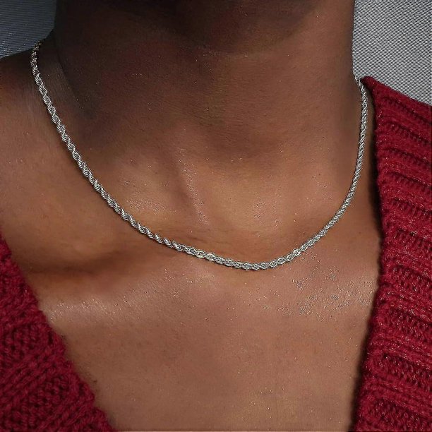 Cadena de cuerda para hombres, 2,5 mm, 3 mm, 4 mm, collar de cadena de cuerda de acero inoxidable chapado en 18 k para hombres y mujeres, 24 pulgadas, oro, 2,5 mm, código de producto 60176, 20 pulgada