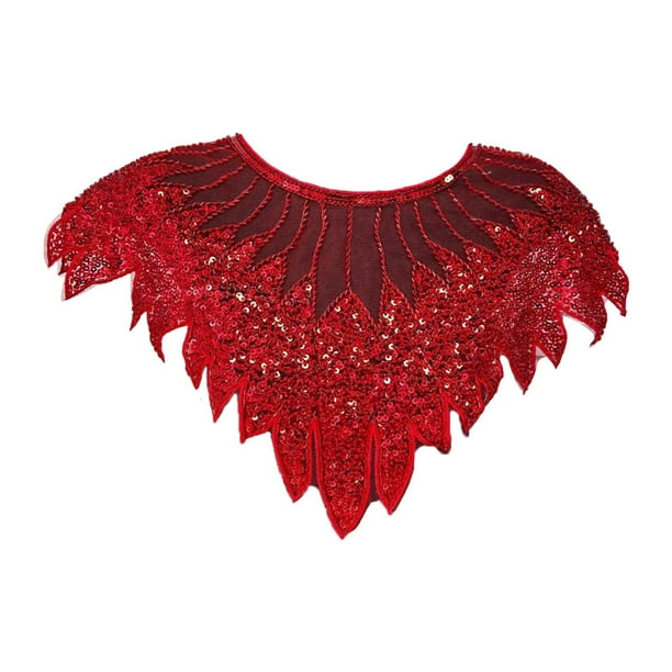 Capa de hombro de chal chal de fiesta brillante, hermosa capa de lentejuelas con cuentas, envoltura de chal de mujeres para fiesta, vestidos, nupcias, Rojo