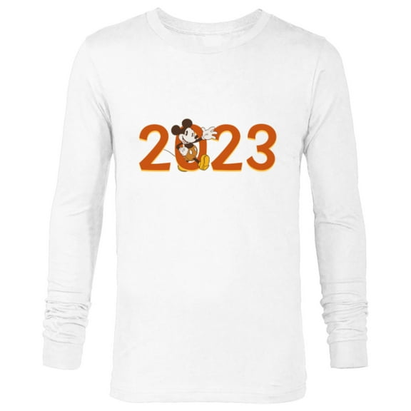 Disney Mickey Mouse Waving 2023 100th Anniversary New Year - Long Sleeve T-Shirt for Men - Customized-White