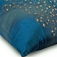 thumbnail image 2 of Throw Pillow Cover, Royal Blue Throw Pillows Cover, Damask Zardozi & Crystals Throw Pillows Cover, 14"x14" Throw Pillows Cover, Silk Pillow Covers, Floral - Damask Royal Blue, 2 of 5