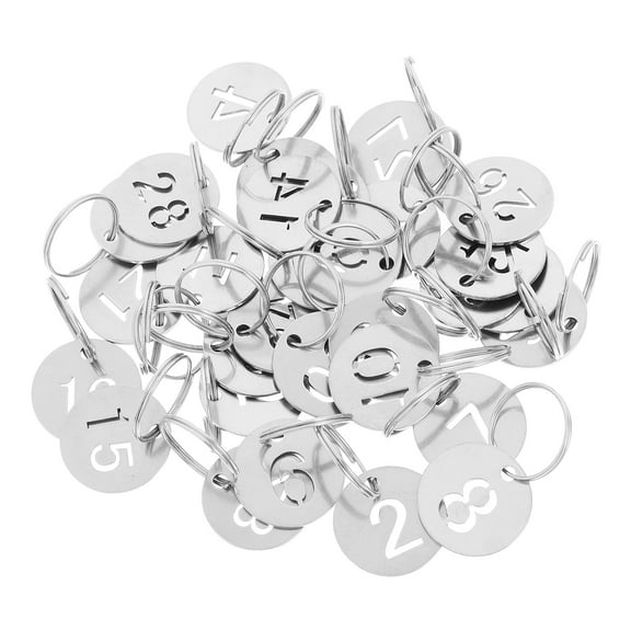 30pcs Numbered Key Tags Stainless Steel Hanging Tags Round Shape Number Labels Tags Metal Numbered Tags Hanging Number Tags