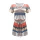 thumbnail image 4 of ICHUANYI ClearanceWomen Casual V-Neck Short Sleeve Bandage Stripe Printing Loose Dress(Blue, XL) ICHUANYI WER20232080503473, 4 of 5