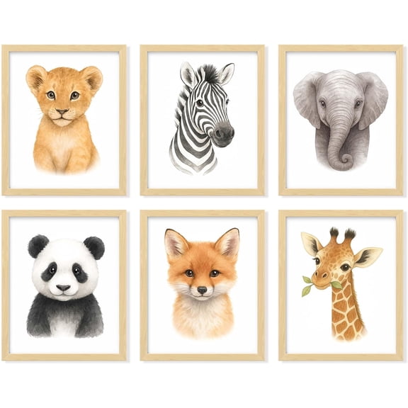 Safari Nursery Canvas Wall Decor Jungle Theme Nursery Animal Wall Art Prints Giraffe Artwork Elephant Zebra Posters For Bedroom Animal Pictures For Baby Boy Room Decorations 8x10 Unframed