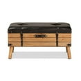 thumbnail image 3 of Baxton Studio Amena Rustic Transitional Dark Brown PU Leather Upholstered and Oak Finished Wood Large Storage Ottoman, 3 of 6