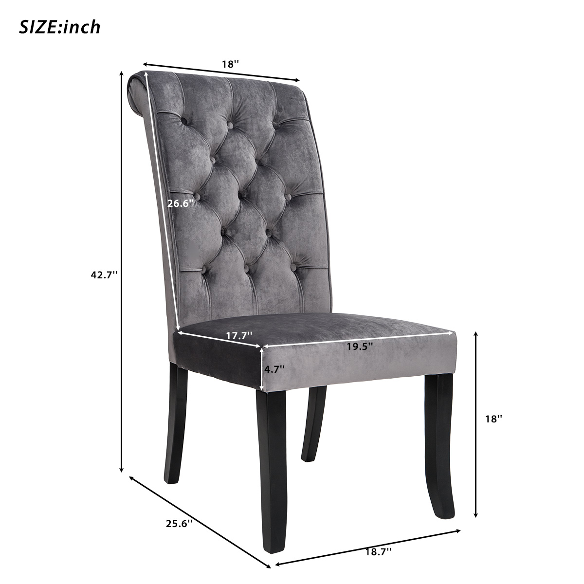 Kepooman Dining Chair, Set of 2, Gray Kepooman Dining Chair, Set of 2, Gray