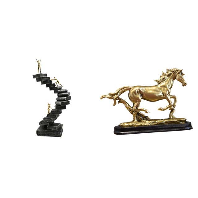 Estatua de escalera,Estatua de escalera con libros de escalada,decoración artística,Escultura de escalera de libro,figura de pensador abstracto,Figura de caballo,Escultura de caballo en