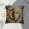 thumbnail image 2 of Orinice Sun Moon Face Graphic Decorative Cushion Throw Pillow Cover for Home Couch Living Room Sofa Pillowcase - 1PC 22x22in, 2 of 5