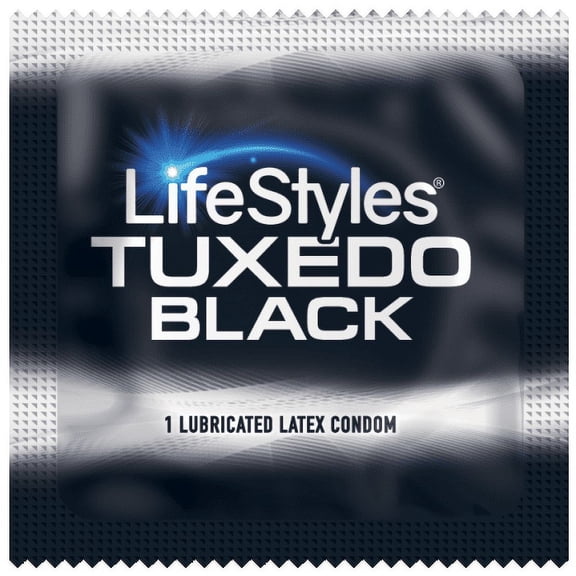 Lifestyles Tuxedo Silver Lunamax Pocket Case, Special Occasion Black Lubricated Latex Condoms-24 Count
