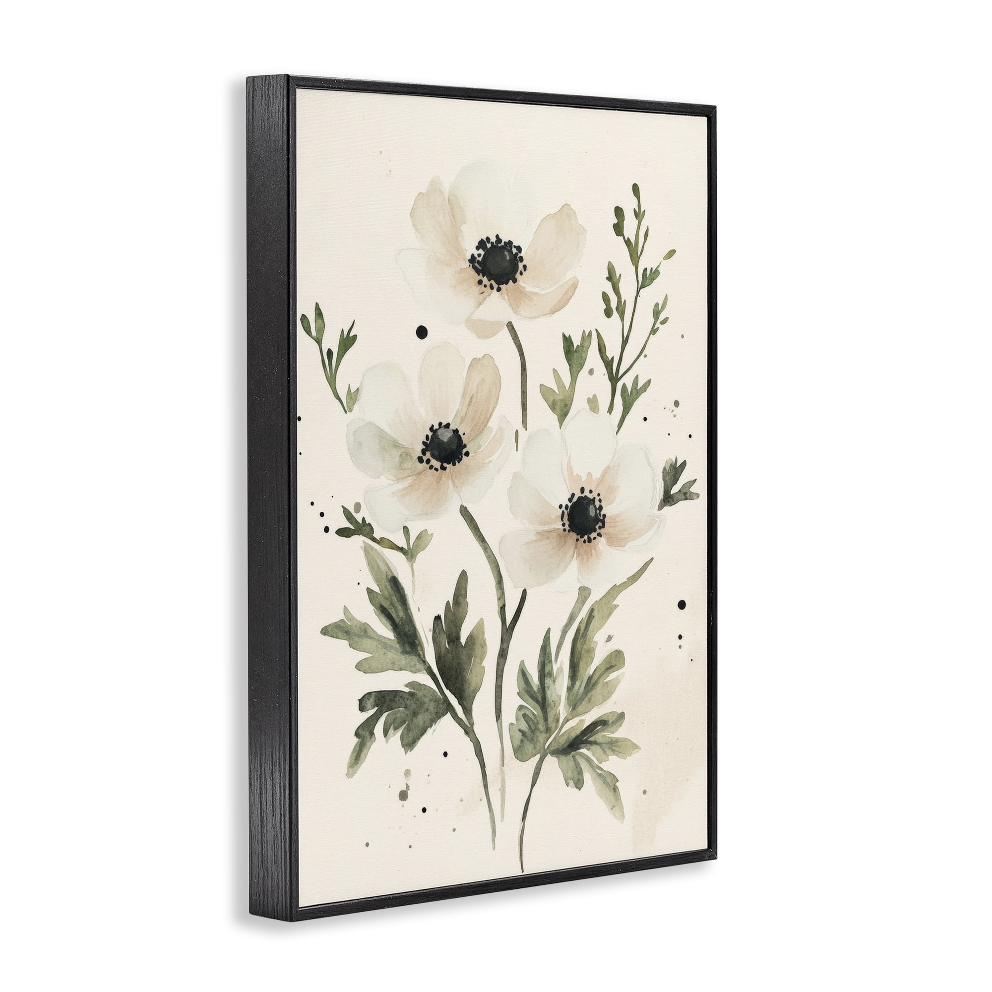 Stupell Industries Soft White Anemone Floral Black Framed Giclee Art, design by Petal Prints Design