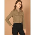 thumbnail image 4 of INSPIRE CHIC Women's Turn Down Collar Faux Suede Cropped Moto Jacket, 4 of 6