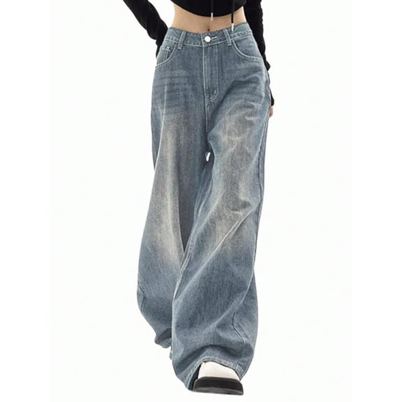 EMMIOL Women's Baggy Jeans High Waist Barrel Jeans Y2K Vintage Wide Leg Fit Jeans 90s Boyfriend Streetwear Denim Pants