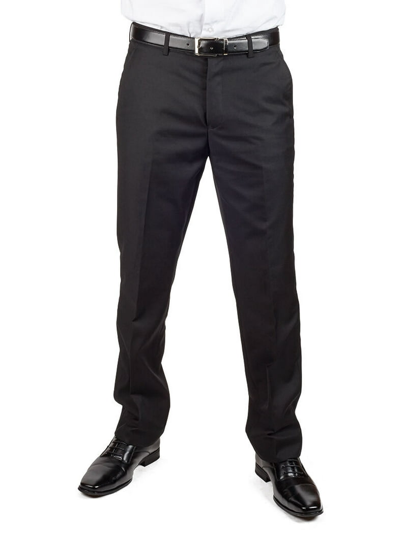 Slim Fit Men's Solid Suit Pants Trouser Flat Front No Pleats Dress Slacks  (US, Waist Inseam, 28, 32, Regular, Regular, Black) - Walmart.com