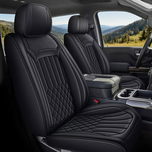 DIKSOAKR Seat Covers Full Set Fit for 2007-2026 Chevy Chevrolet Silverado GMC Sierra Pickup 1500 2500HD 3500HD Trail Boss Z71 Crew Double Extended Cab Leather Protectors