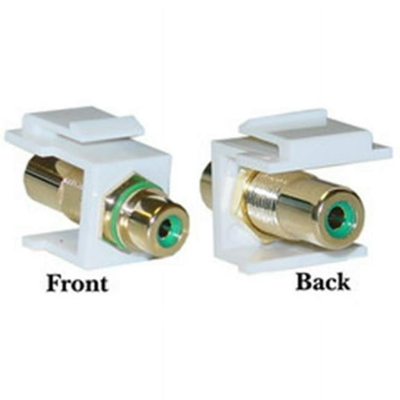 Cable Wholesale Keystone Insert- RCA Female Coupler (Green RCA) - White