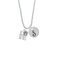 thumbnail image 2 of Delight Jewelry Silvertone Love with Paw Silvertone Script Initial Disc - S - Charm Necklace, 20"+3", 2 of 4