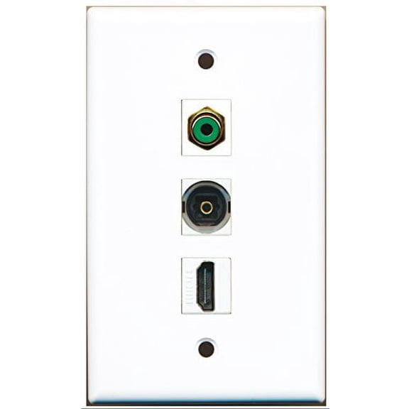 RiteAV - 1 Port HDMI and 1 Port RCA Green and 1 Port Toslink Wall Plate