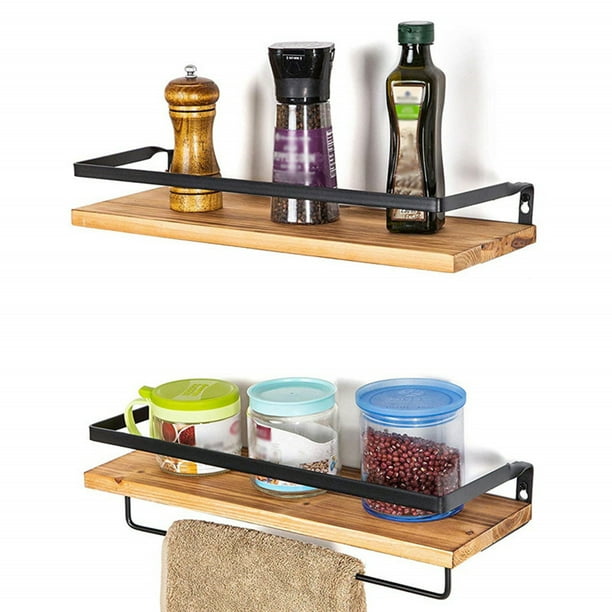 2pcs Set Wood Shelves Wall Mounted Rustic Wood Wall Storage Shelf Decorative Shelves For Bedroom Living Room Bathroom Kitchen Office Walmart Com Walmart Com