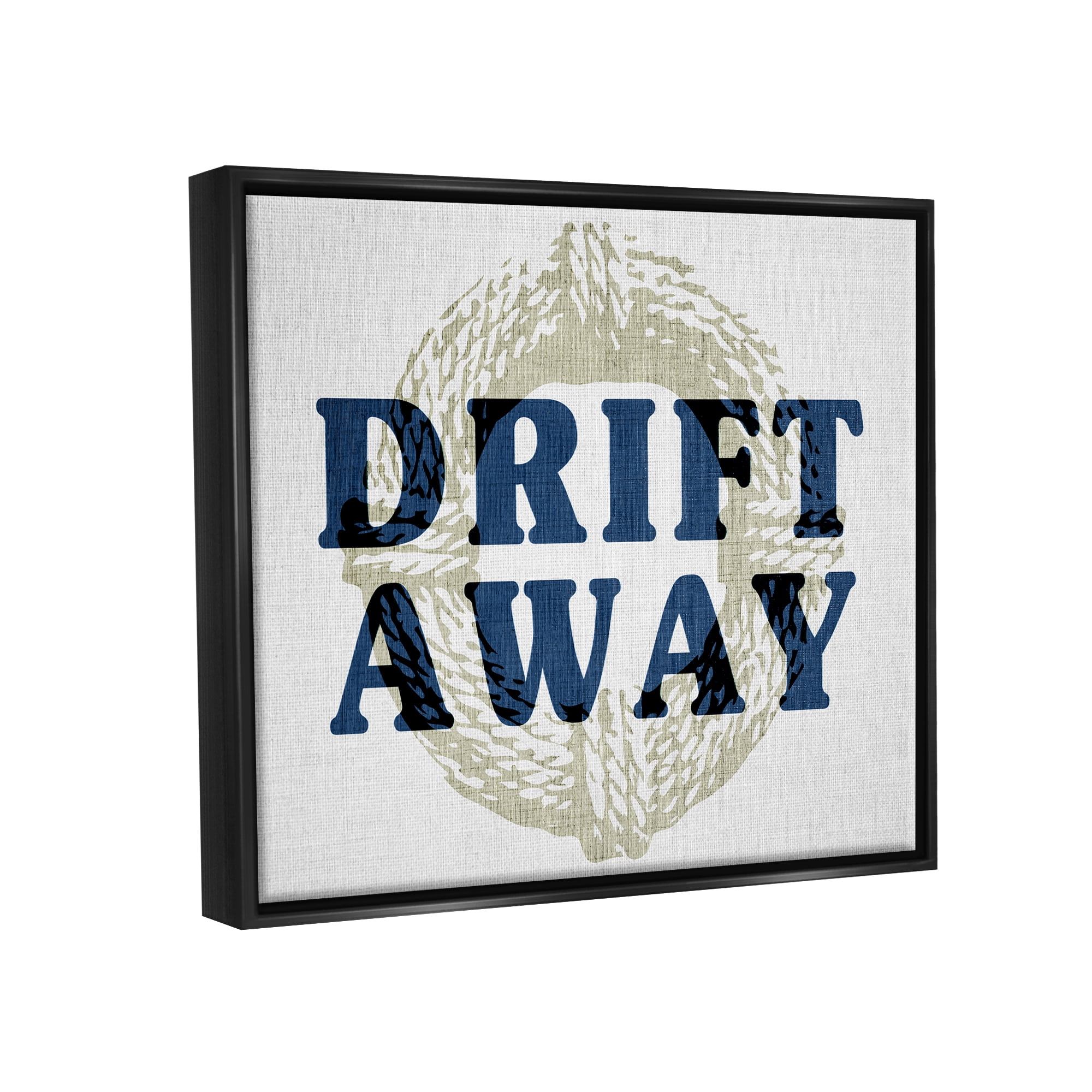 Stupell Industries Drift Away Maritime Phrase Nature Painting Black Floater Framed Canvas Art Print Wall Art, 31 x 25