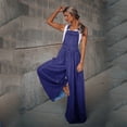 thumbnail image 3 of Mono vaquero TEELYNN 2XL para mujer, mono vintage bohemio de pierna ancha, pantalones vaqueros holgados informales, monos holgados de algodón de gran tamaño para verano, 3 of 5