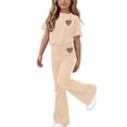 thumbnail image 2 of Mooqilaa Girls Outfit Sets Short Sleeve, Printed Summer 2 Piece Girls Clothing Sets Beige Size 14, 2 of 5