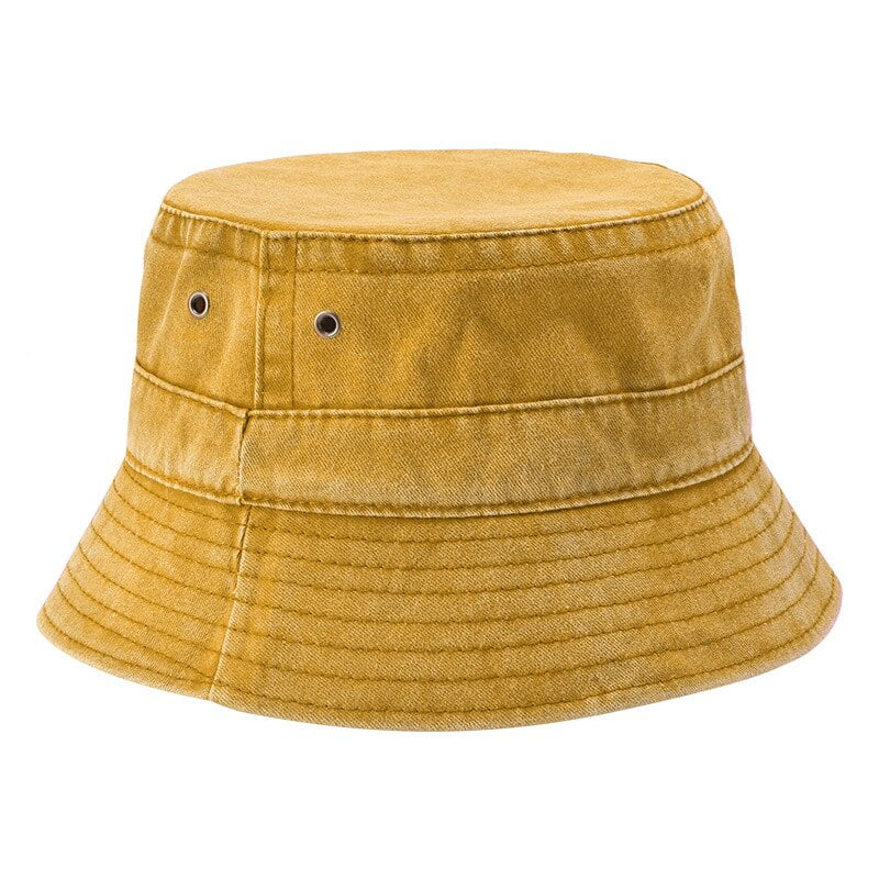 PIKADINGNIS New Foldable Fisherman Hat Washed Denim Bucket Hats 