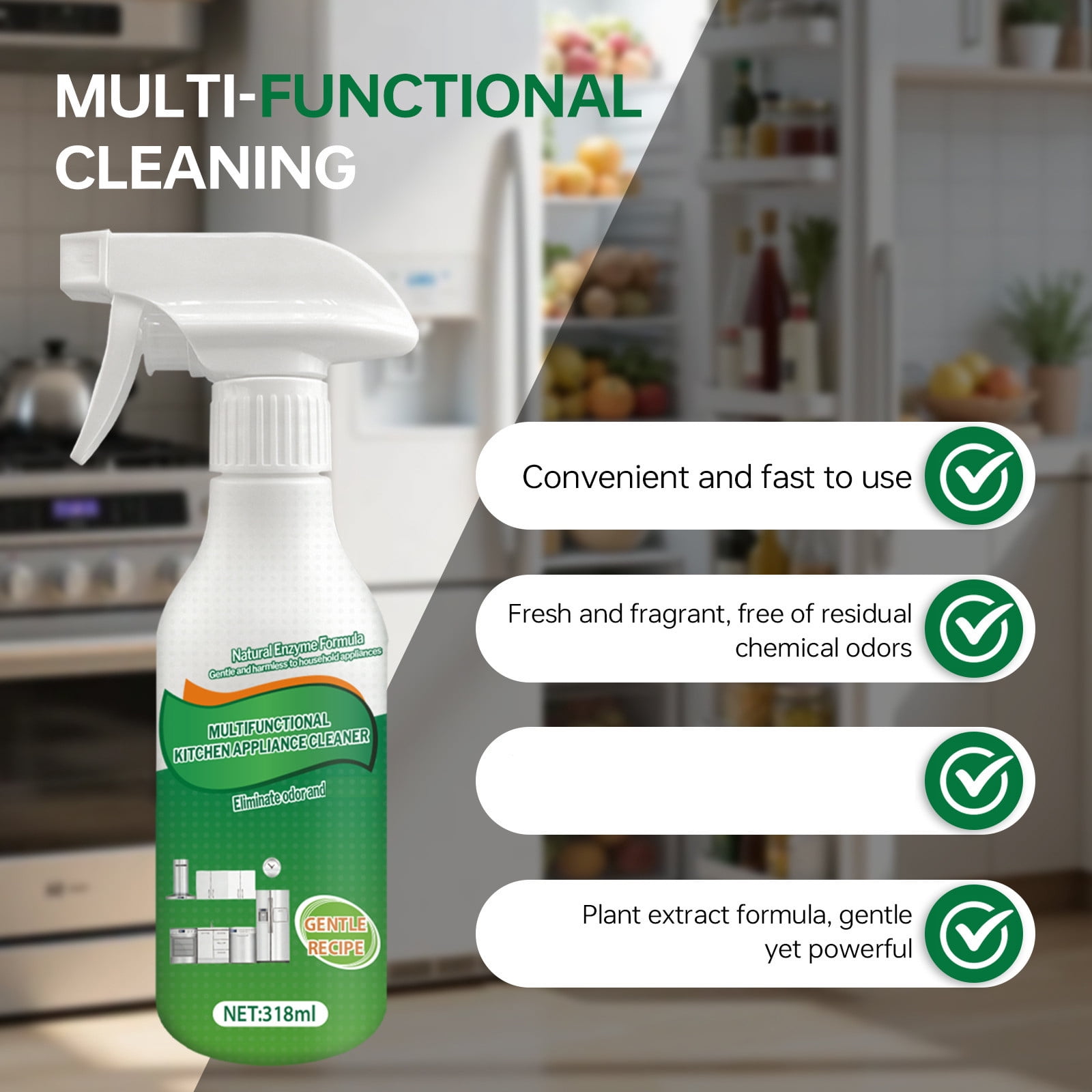 Fly Cleanse Spray - Kitchen Cleaner Stain Remover,Kitchen Multi-Purpose Foam Cleaner Spray,Kitchen Oil Stains Cleaner For Appliance/Hold/Oven/Stove/Sink Range Hood