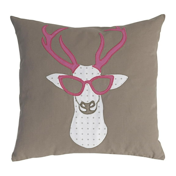 A&B Home 18" x 18" Deer with Sunglasses Pillow-Color:Brown,Style:Modern Chic