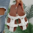 thumbnail image 3 of Bkhluea Women Fringe T-Strap Slide Sandals Slip On Comfortable Footwear For Beach Travel Daily Casual Outdoor Activities, 3 of 4