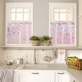 thumbnail image 4 of 3 Pieces Kitchen Curtains & Valances Set, Spring Cherry Blossoms, Short Curtain Rod Pocket Window Curtain, Pink, Window Treatment Tiers Valances (Single Panel 54"x18",2 Tiers 27.5"x24"), 4 of 5