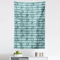 thumbnail image 1 of Nautical Tapestry, Retro Marine Pattern with Ship Wheel Anchor and Starfish on Striped Background, Fabric Wall Hanging Decor for Bedroom Living Room Dorm, 5 Sizes, Teal Beige, by Ambesonne, 1 of 1
