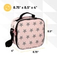 thumbnail image 2 of Superio Insulated Lunch Bag, Thermal Lined Lunch Box for Work & Travel, Waterproof Reusable Lunch Tote with Adjustable Strap & Front Pocket, Pink Stars, 2 of 8