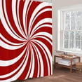 thumbnail image 4 of Red Swirl Christmas Shower Curtain Sweet Candy Cane Double Swirl Red and White Bathroom Shower Curtains for Bathtub Decoration with Hooks 72x72 Inch, 4 of 6