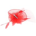 thumbnail image 6 of Bridal Wedding Birdcage Feather Hair Accessory Red Fascinator, 6 of 8