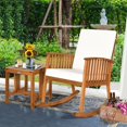 thumbnail image 4 of GLINTEX 2 Pieces Acacia Wood Patio Rocking Chair , Elegant Outdoor Furniture,Teak, 4 of 8