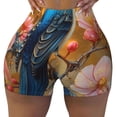 thumbnail image 2 of Susaid Bluebird Blossom Elegance Print Intensify Workout Shorts for Women Seamless Scrunch Short Gym Yoga Running Sport Active Exercise Fitness Shorts-Large, 2 of 8