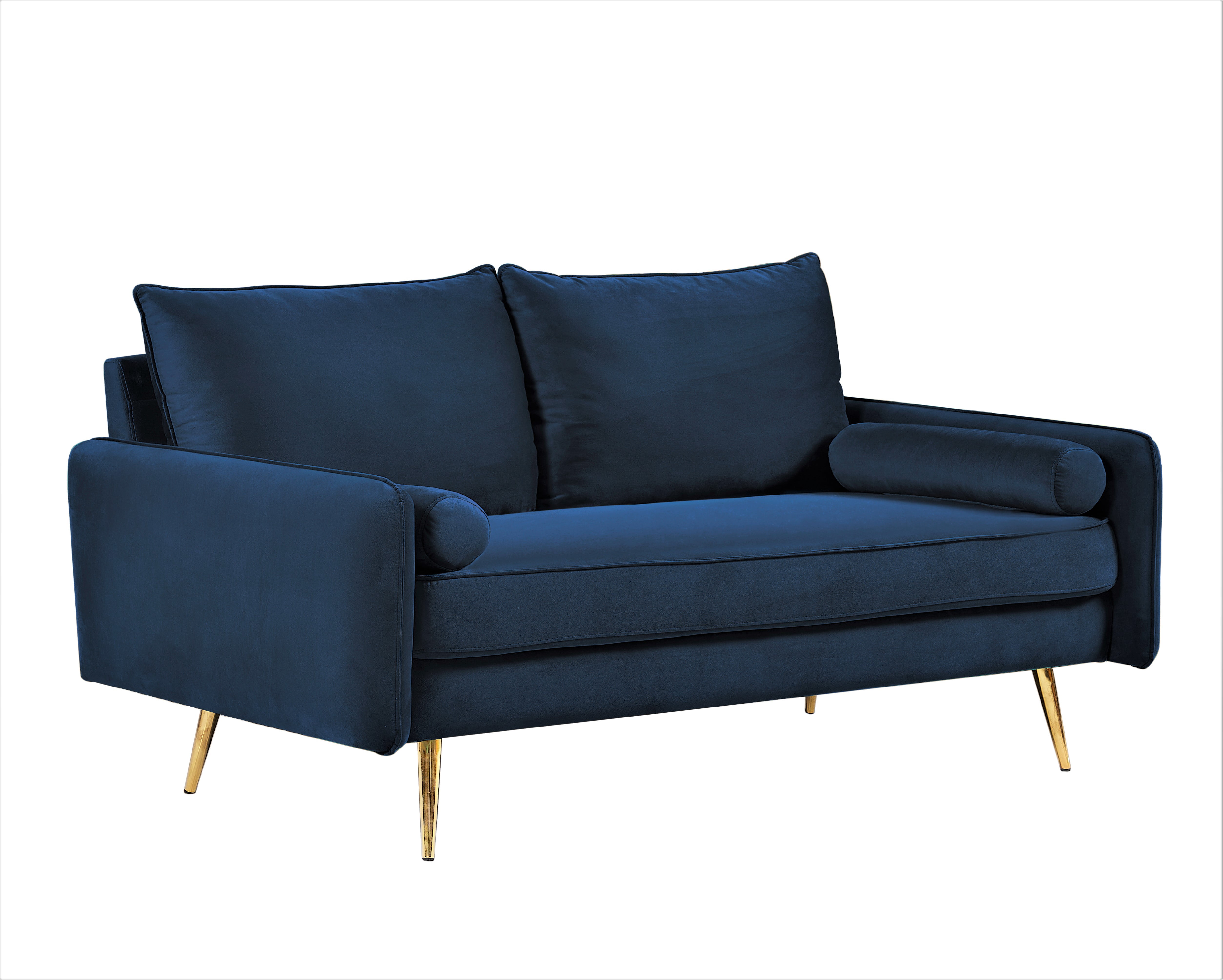 US Pride Furniture Villeda 58''W Polyester Square Arms Loveseat Dark Blue