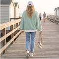 thumbnail image 6 of Women's Striped Sweatshirt Long Sleeve Crewneck Casual Oversized Pullover Relaxed Fit Fall Top, 6 of 7