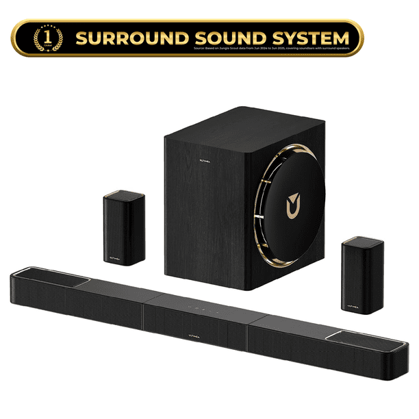ULTIMEA 7.1.4ch Sound Bar con Dolby Atmos, Sistema Envolvente Sound para TV con 2 Altavoces Envolventes, Sound Bar para Smart TV, Barra de Sonido con Subwoofer para Cine en Casa, BT 5.4, HDMI eARC, S