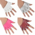 thumbnail image 5 of NIBOLOG Women Ladies Fashion Half Finger Faux Leather Short-Figures Gloves Half Palm, 5 of 8