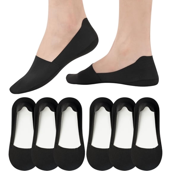 No Show Socks Womens Nylon Non Slip Low Cut Invisible Liner Footies Thin Silk Socks for Flats Loafers Lightweight 6 Pairs