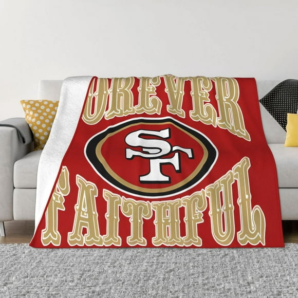 Manta de franela personalizada para adultos con diseño de fútbol de los SF 49ers, ligera, cálida y súper suave, para mantenerse abrigado en casa el día del juego